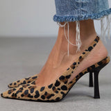 Liorina - Khaki Pumps with Leopard Print and Pointed Toe