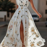 Sella - Ruched One Shoulder A-Line Maxi Chiffon Dress