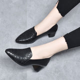 Olene - Vegan Leather Heels with Soft Embroidery