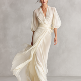 Sefa - Ivory Sheer Chiffon Dress