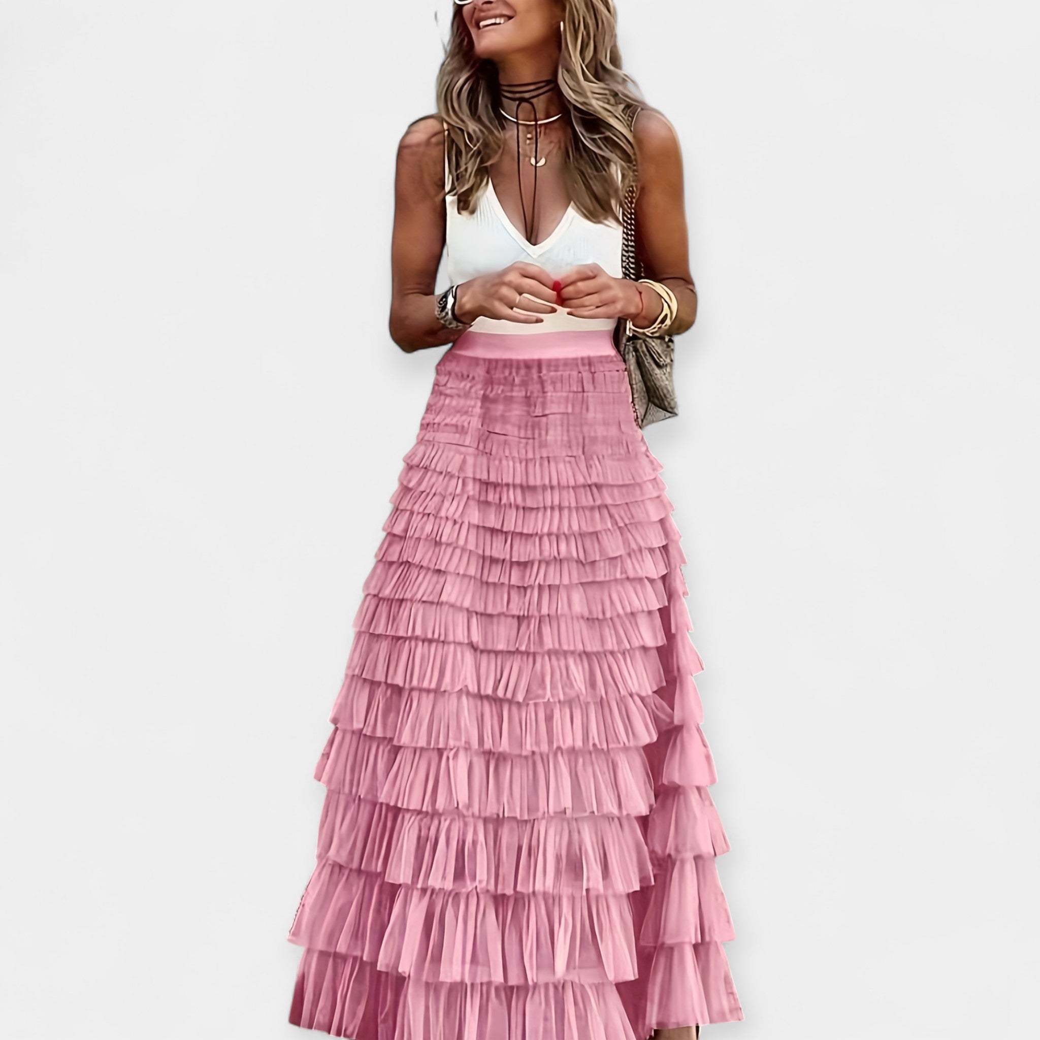 Boho-kjol med satinfinish – bild 7