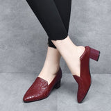 Olene - Vegan Leather Heels with Soft Embroidery