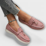 Beige Women's Loafers with Decorative Cord