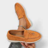 Beige Women's Loafers with Decorative Cord
