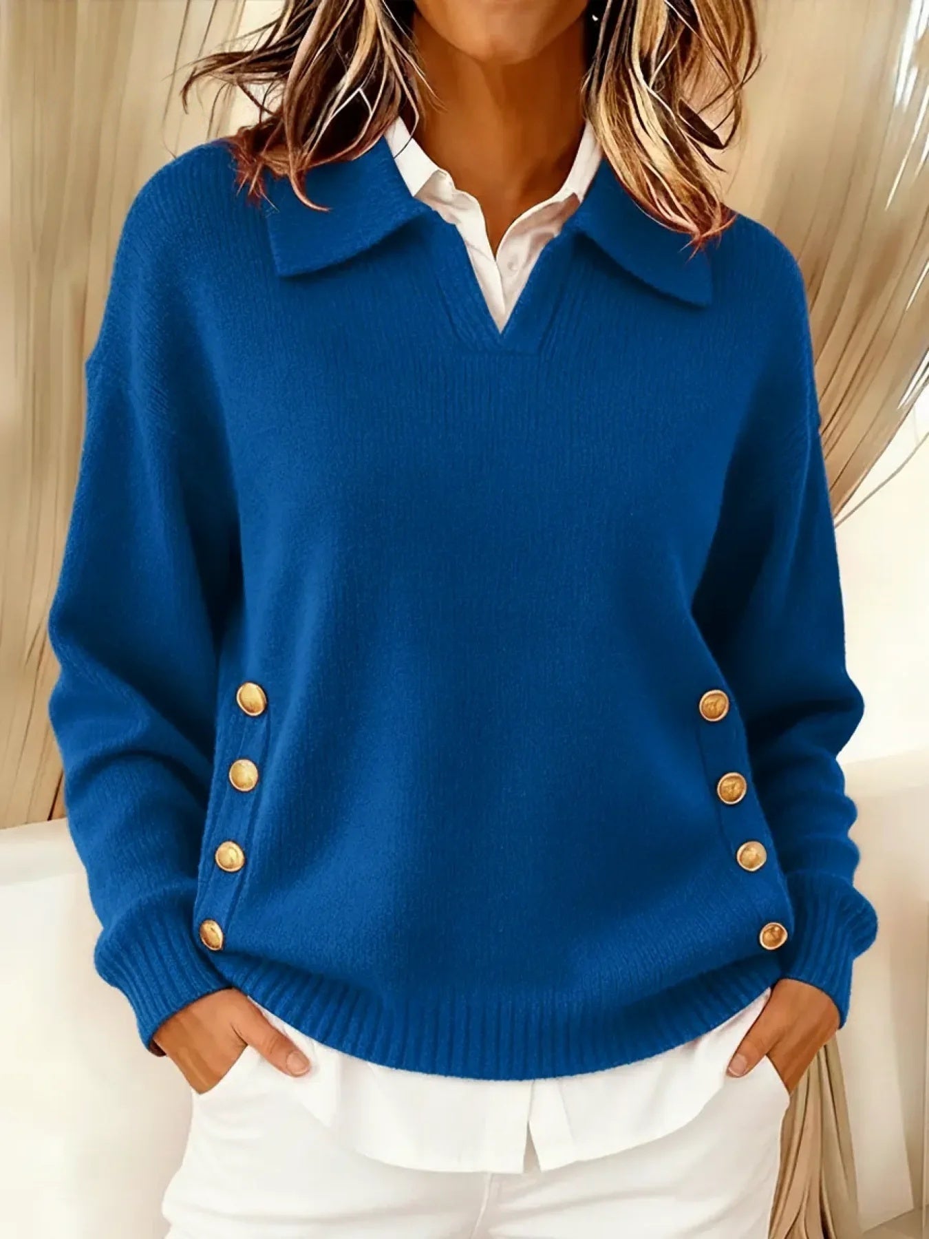 Erminia | Pullover med polokrage och knappar – bild 4