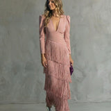 Clara | Elegant Dress with Fringe Sleeves