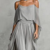 Freya | Off-Shoulder Chiffon Two-Piece Set
