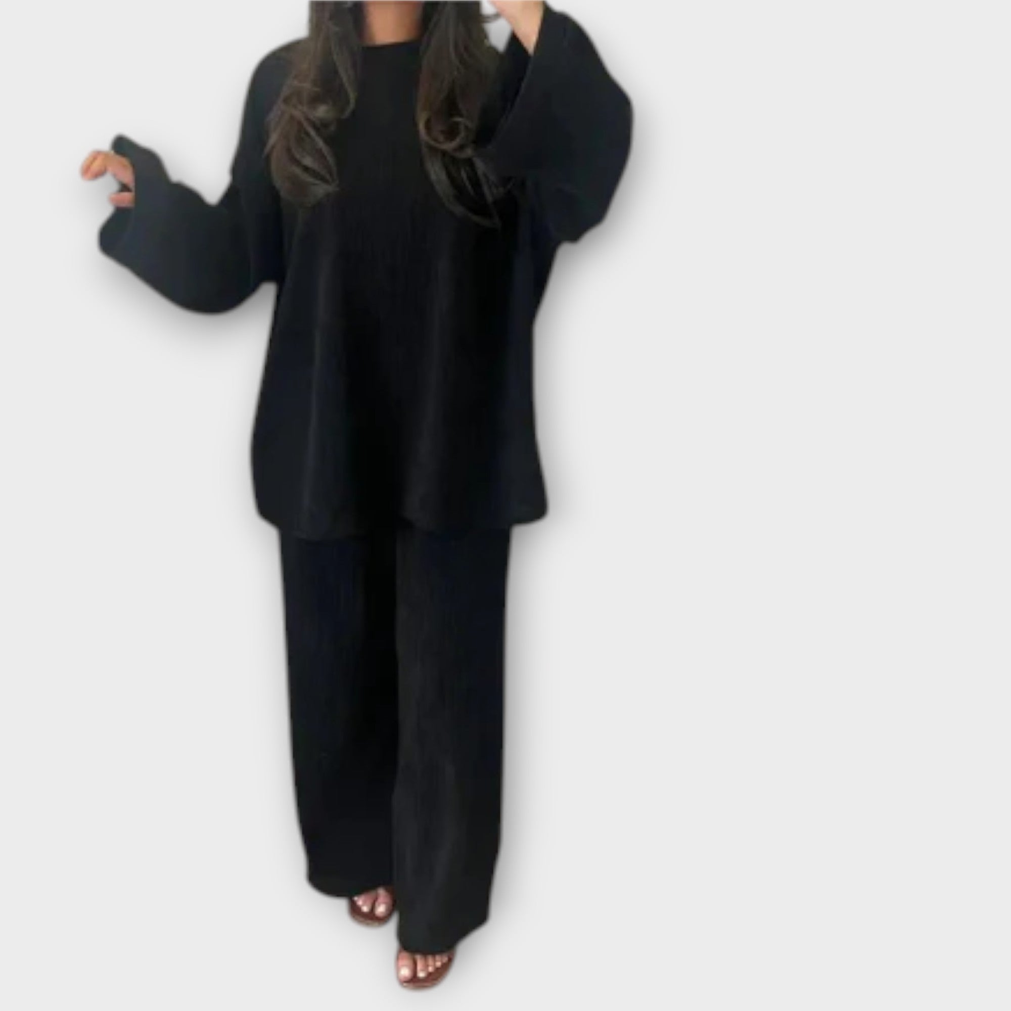Ingrid - Ribbstickat set i plus size – bild 2