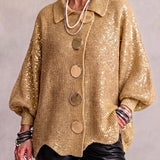 Ortensia | Oversize cardigan med guldknappar – bild 5