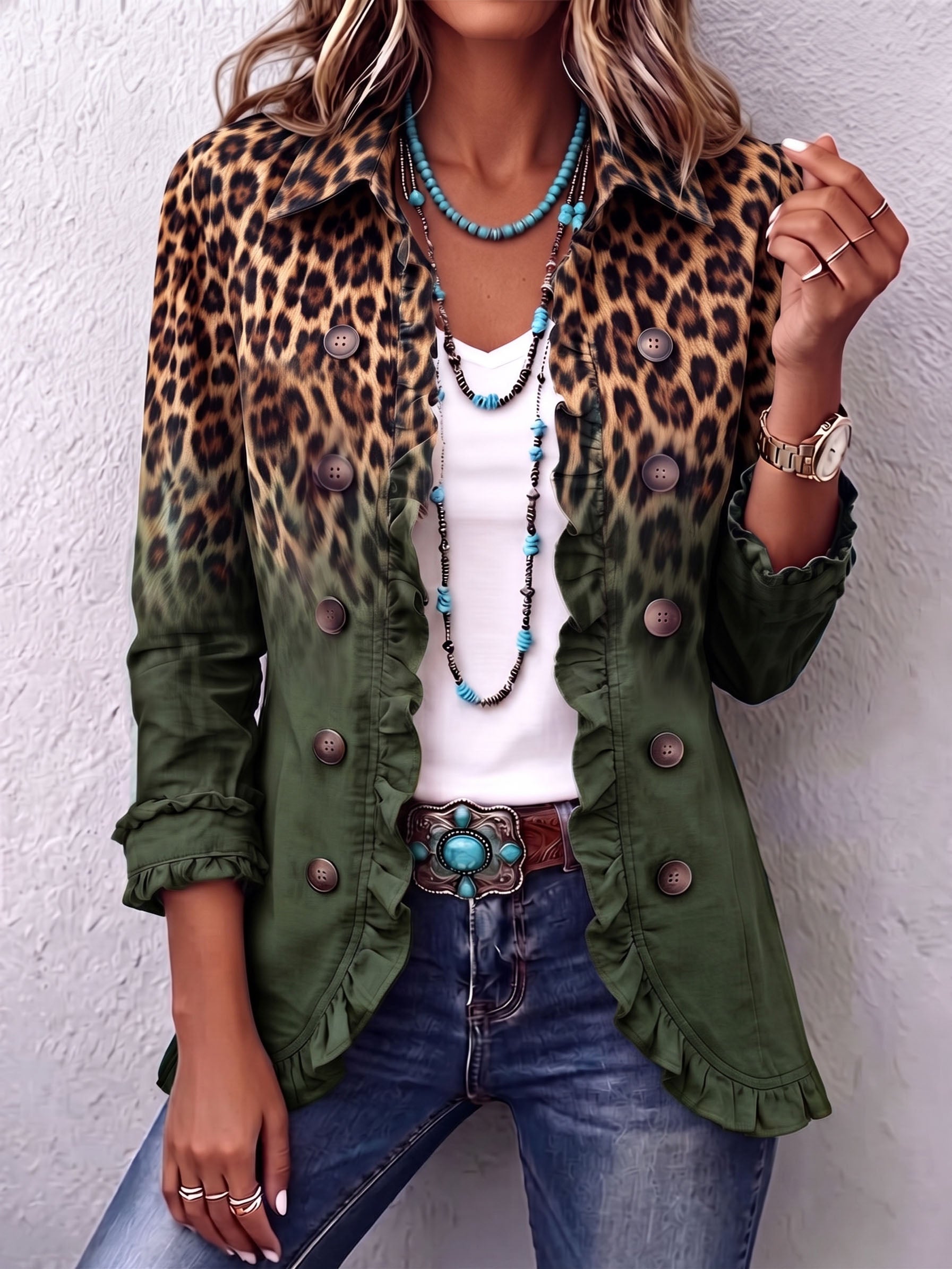 Barbara™ | Leopardmönstrad kavaj med toning – bild 5