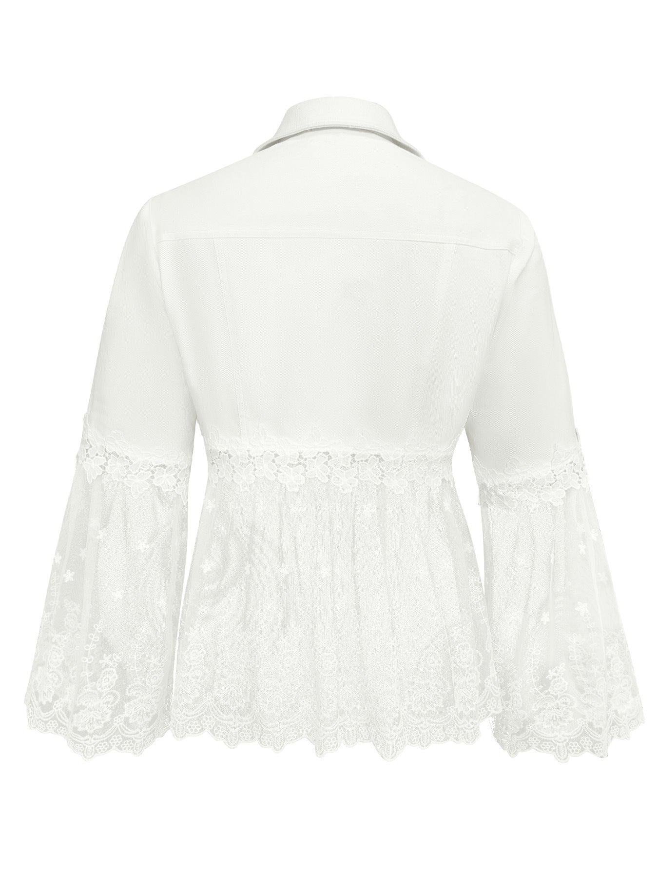 Susanne™ | Vit jacka med hålbroderi och volang – bild 6