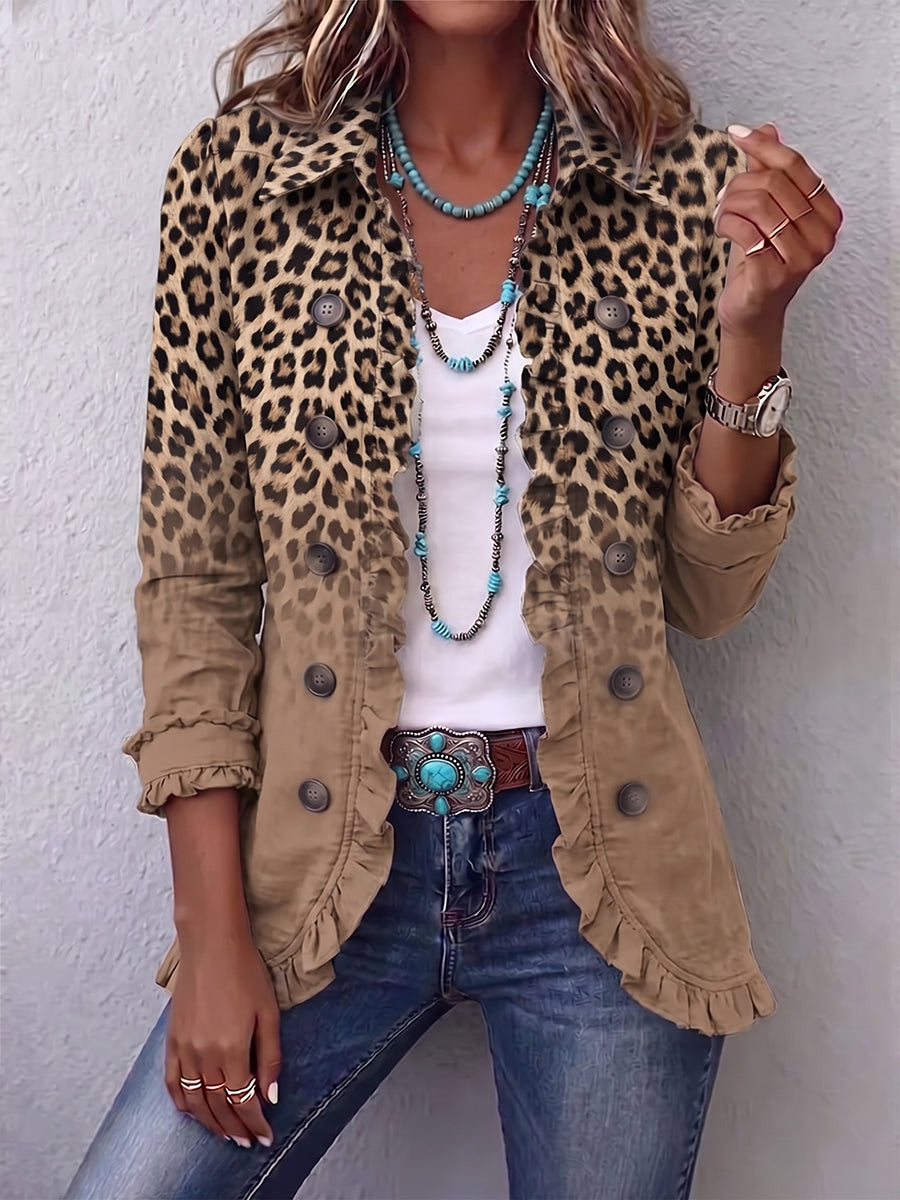 Claudia™ | Leopardmönstrad kavaj med karamelltoning