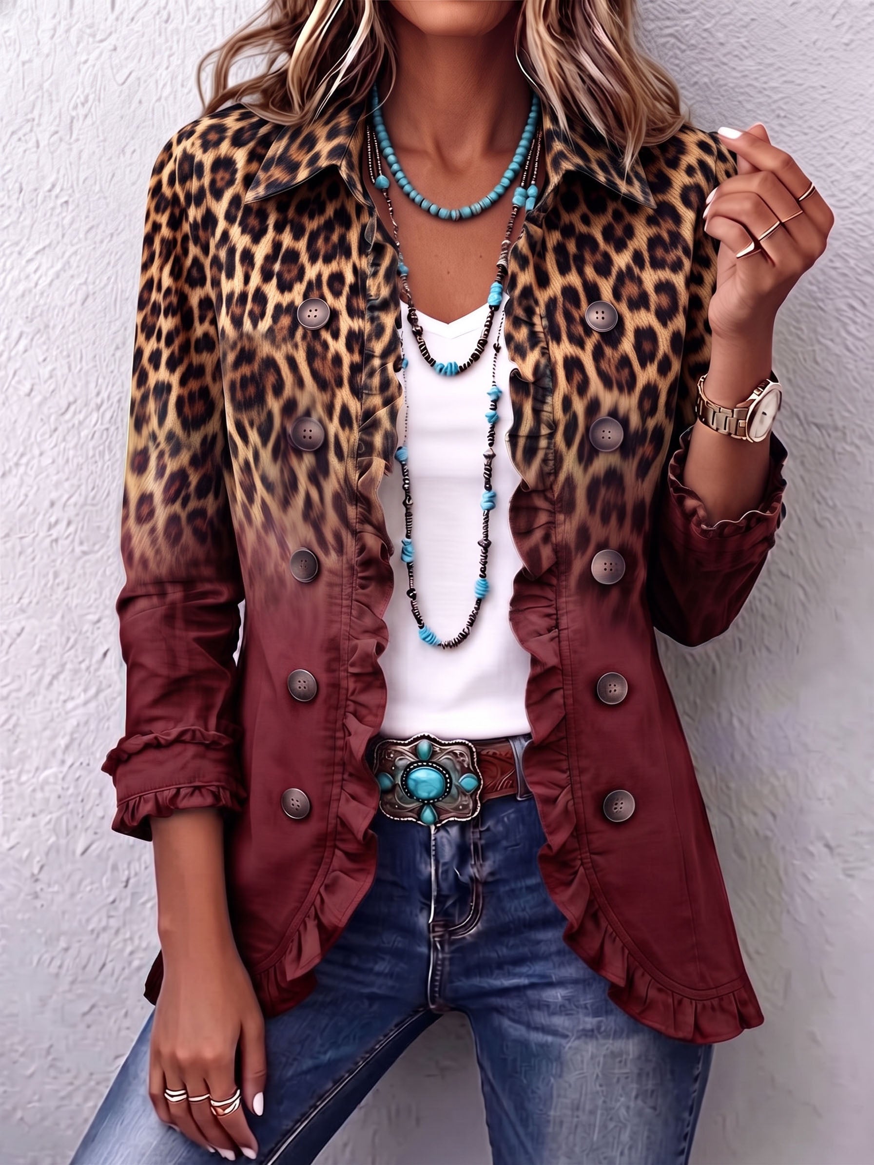 Barbara™ | Leopardmönstrad kavaj med toning – bild 6