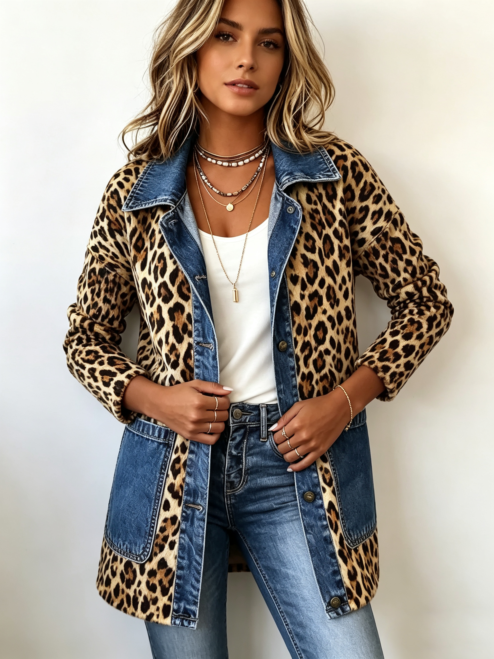 Regina™ | Lång kappa med leopardmönster