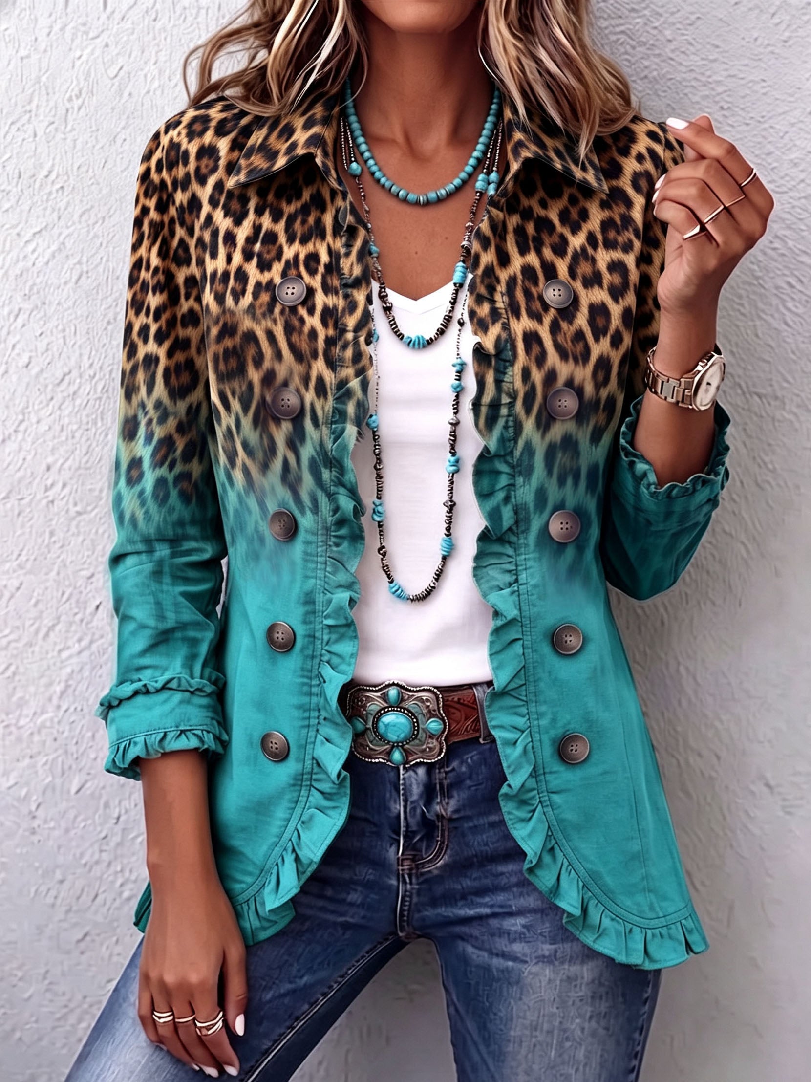 Barbara™ | Leopardmönstrad kavaj med toning – bild 7