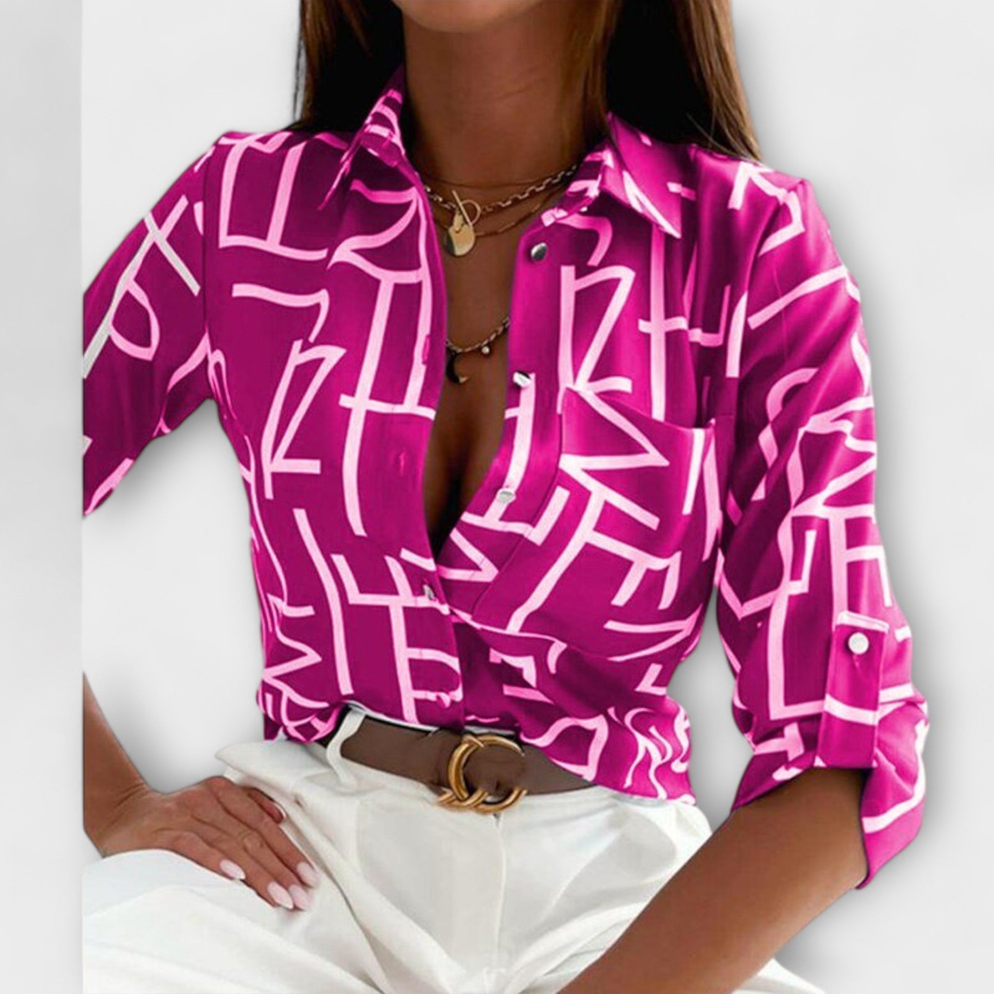 Romina - Blus med klassisk krage – bild 7