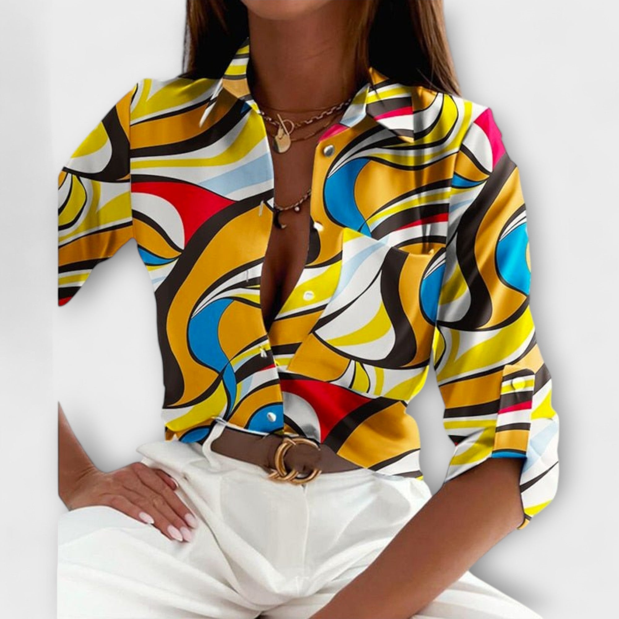 Romina - Blus med klassisk krage – bild 14