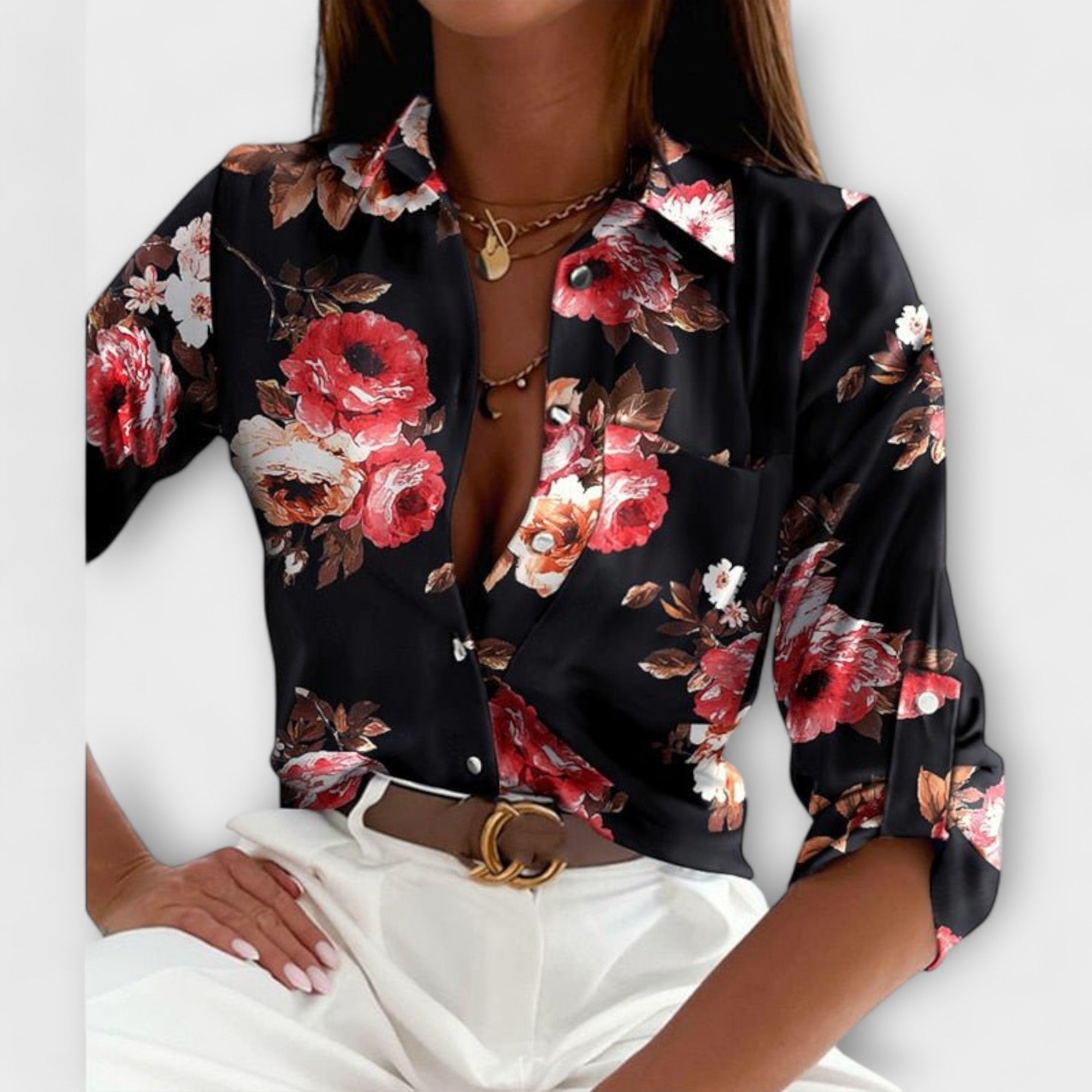 Romina - Blus med klassisk krage – bild 6
